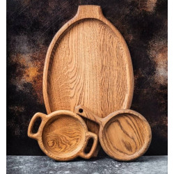 ست چوبی سینی و زیرلیوانی سرو صبحانه و عصرانه -  ۳ تکه