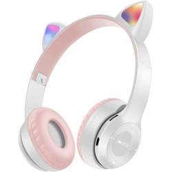 هدفون بلوتوثی رم خور تاشو طرح گربه با چراغ LED مدل MZ-47